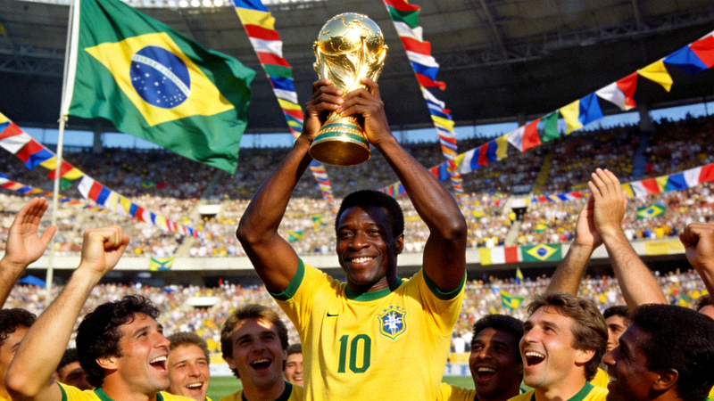 1970年墨西哥世界杯经典瞬间 - 贝利高举雷米特金杯庆祝